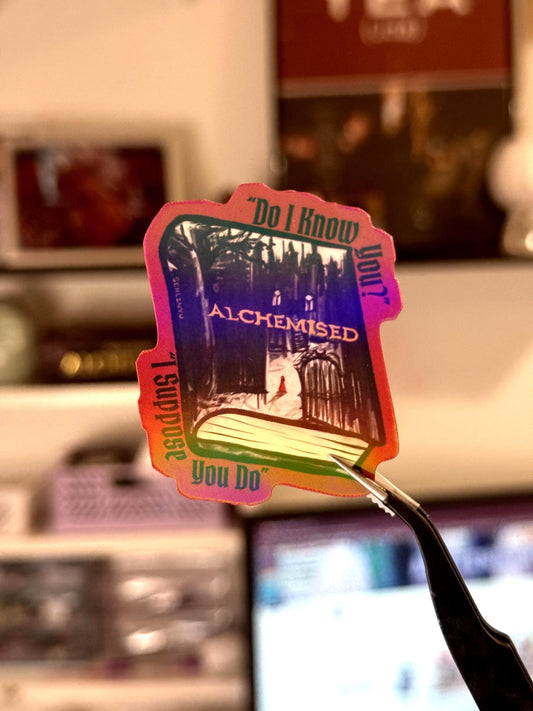 Alchemised Book Sticker Dark Fantasy Quote | Holo Stars Sparkle Vinyl | Kindle Romance Gothic Dramione
