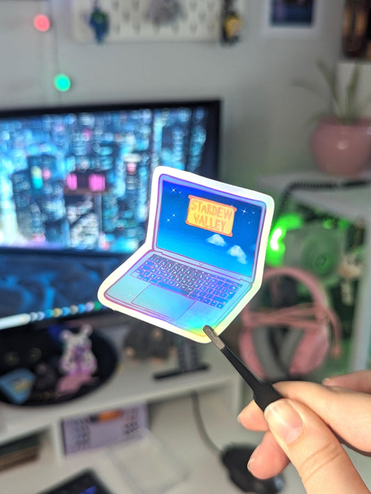 Stardew Valley Laptop Sticker | Die Cut Handmade Holo Vinyl Sparkly Retro Gaming