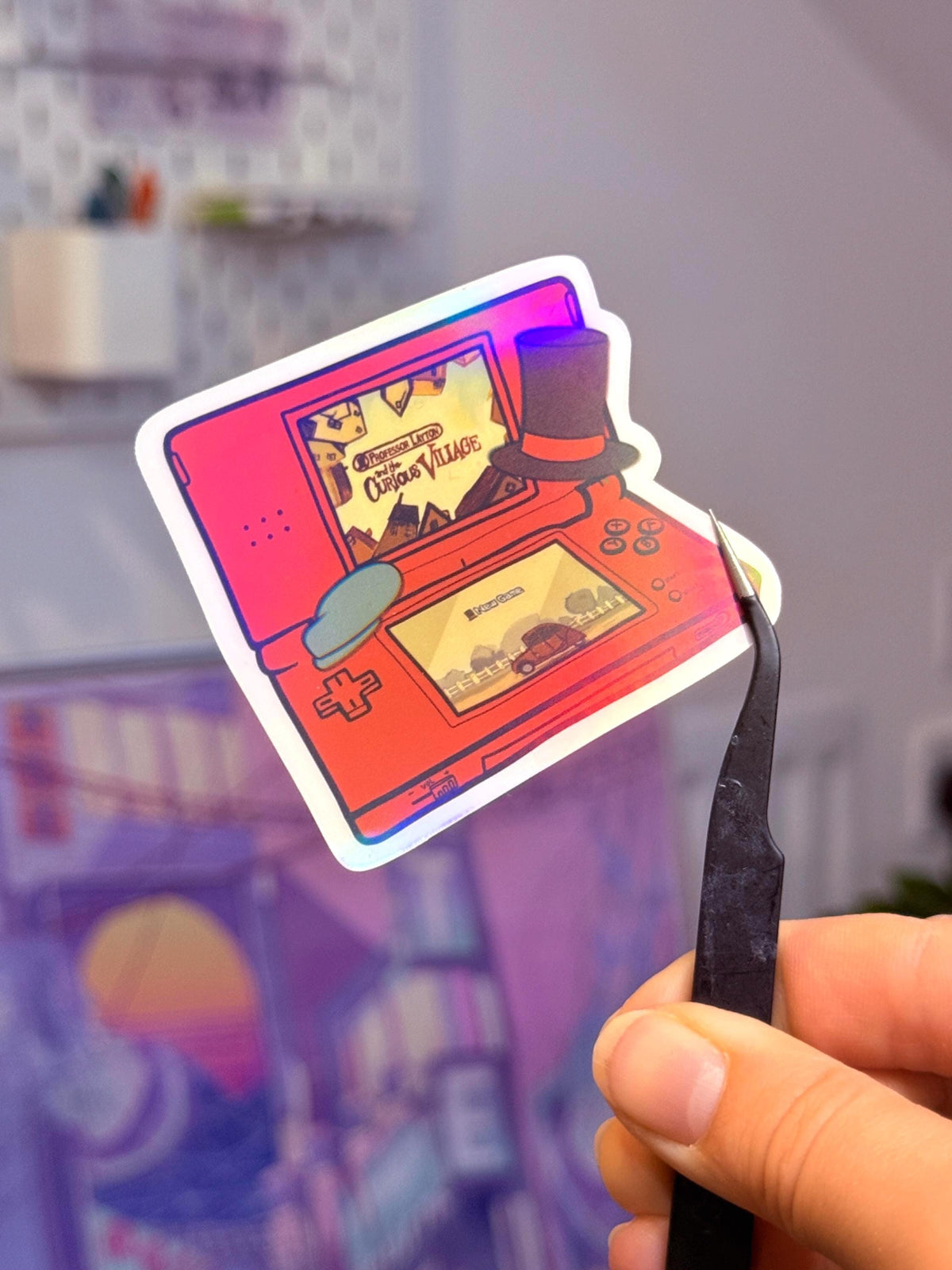 Professor Layton DS Sticker | Holo Stars Sparkle Vinyl | Nintendo Lite Nostalgia Gaming Curious Village