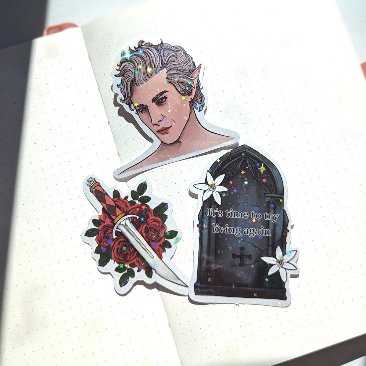 Astarion / Grave / Dagger | BG3 Baldur's Gate 3 | Handmade Die Cut Vinyl Stickers | Astarion Quote Graveyard Romance