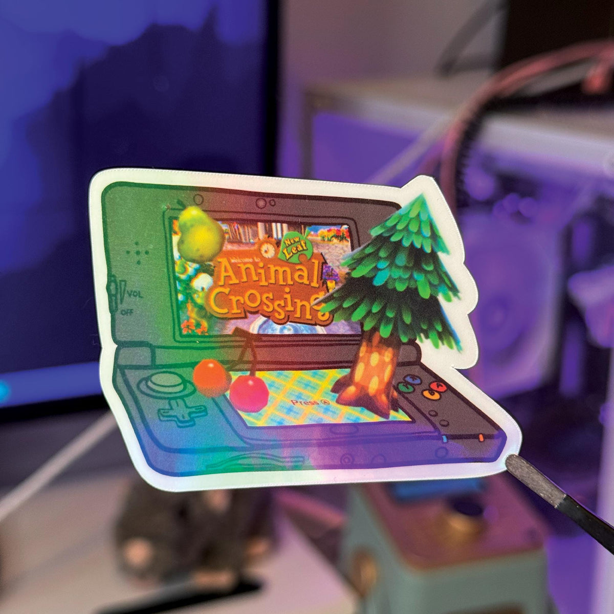 Nintendo 3DS Animal Crossing New Leaf Vinyl Sticker | Die Cut Handmade Holo Stars Sparkle Vinyl Sticker acnl tom nook ds acnh bells