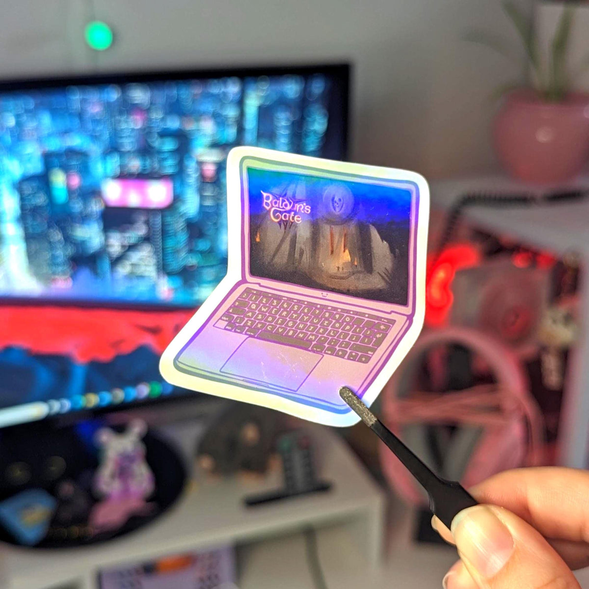Baldurs Gate 3 Laptop Sticker | Die Cut Handmade Holo Vinyl Sparkly Retro Gaming