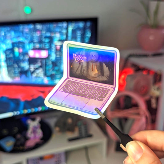 Baldurs Gate 3 Laptop Sticker | Die Cut Handmade Holo Vinyl Sparkly Retro Gaming