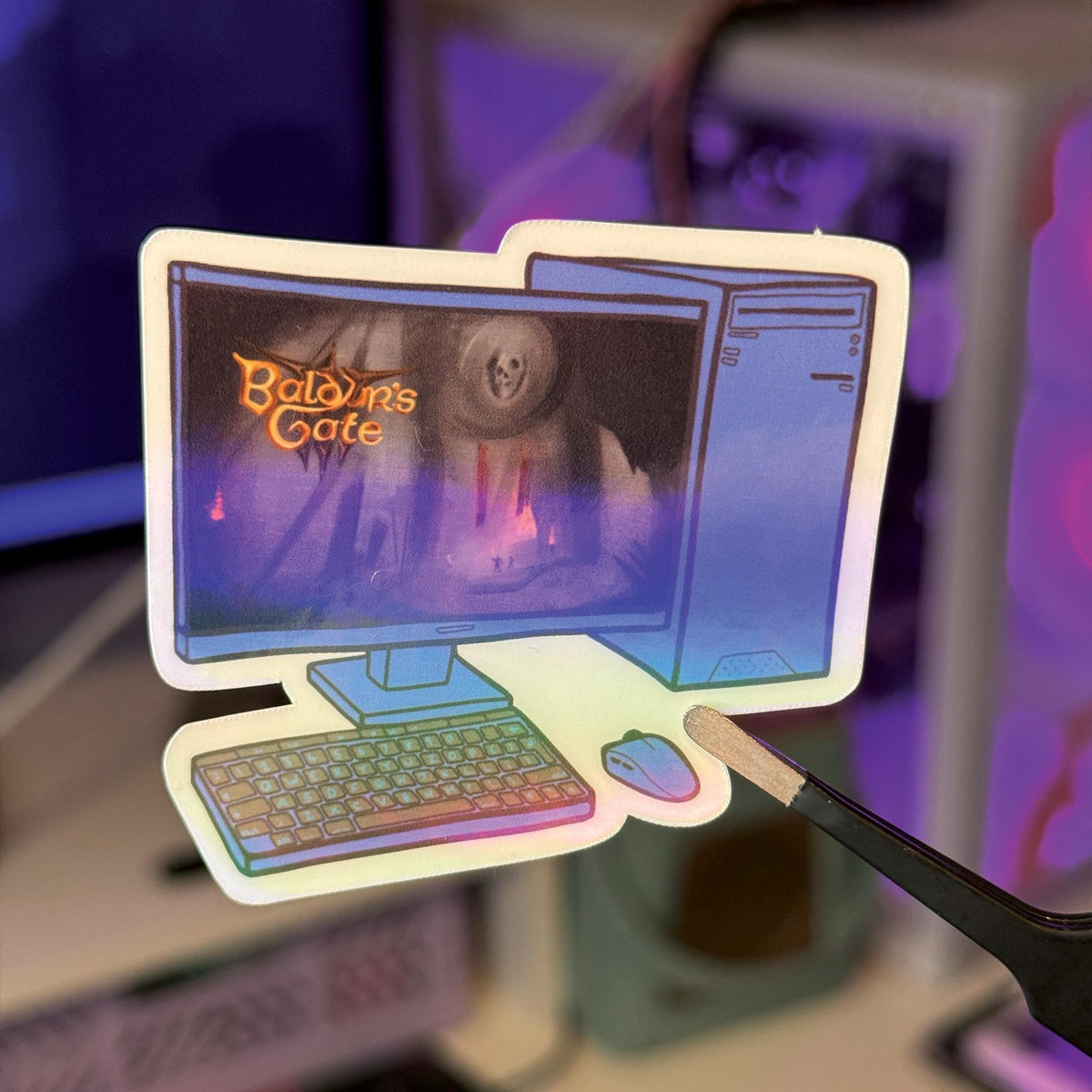 Baldurs Gate 3 PC Gamer Sticker | Die Cut Holo Vinyl Sparkly
