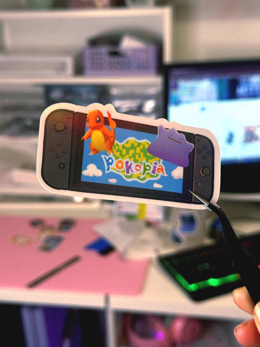 Pokopia Switch Inspired Vinyl Sticker | Die Cut Handmade Holo Stars Sparkle