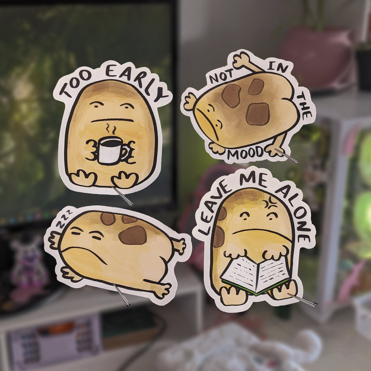 Angy Froggy Matte Stickers | Rain Frog Grumpy Frog Stationary Bullet Journal Stickers Silly Angry Frog Desert Frog | Kindle Laptop Decor