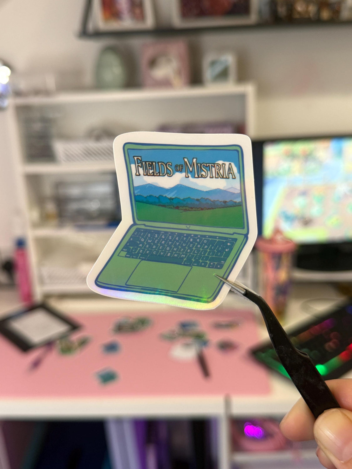 Fields of Mistria Laptop Sticker | Die Cut Handmade Holo Vinyl Sparkly Retro Gaming