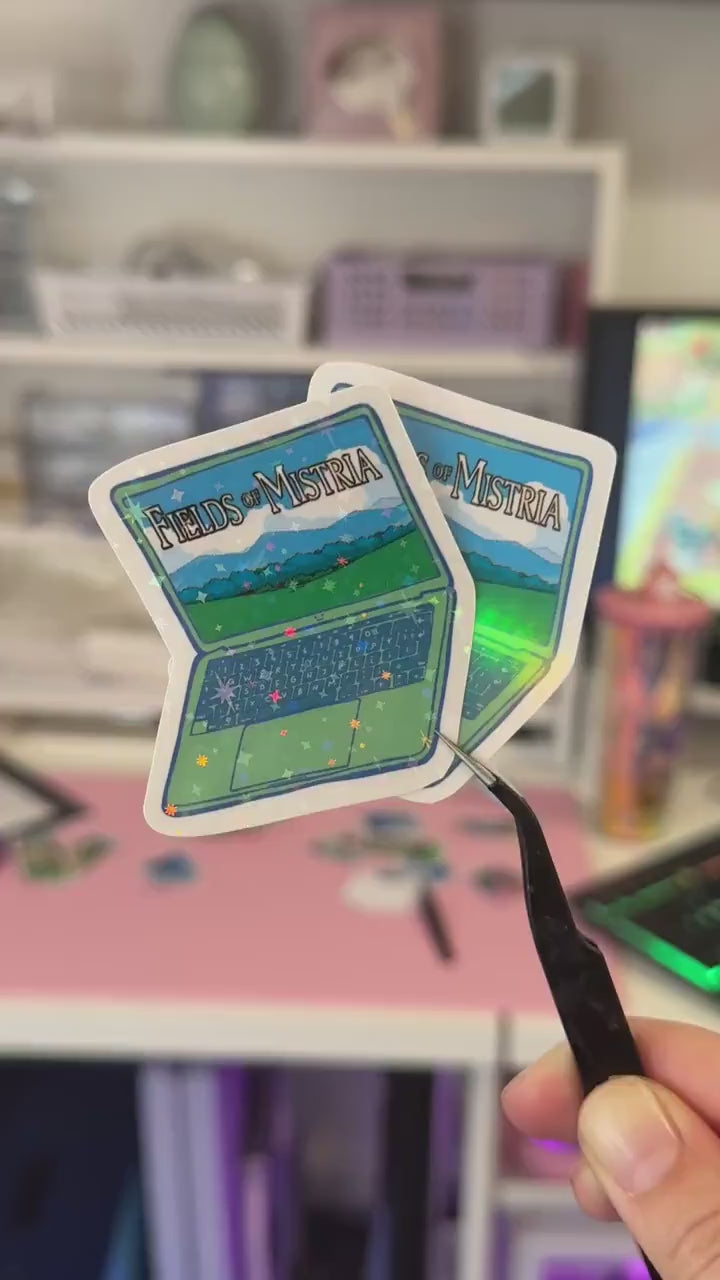 Fields of Mistria Laptop Sticker | Die Cut Handmade Holo Vinyl Sparkly Retro Gaming